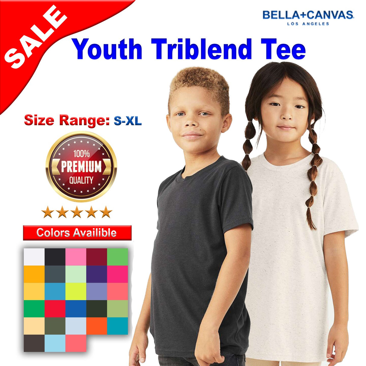 BELLA + CANVAS® Youth Triblend Crew Neck Short Sleeve Tee - 3413Y