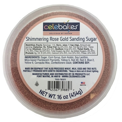 Shimmering Rose Gold Sanding Sugar - One Pound