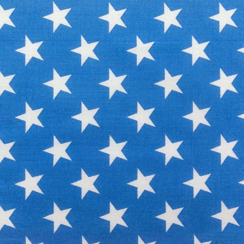 Patriotic Star Print Poly Cotton Fabric - Navy, Red, Blue Star Print, 59" Width (1 Yard)