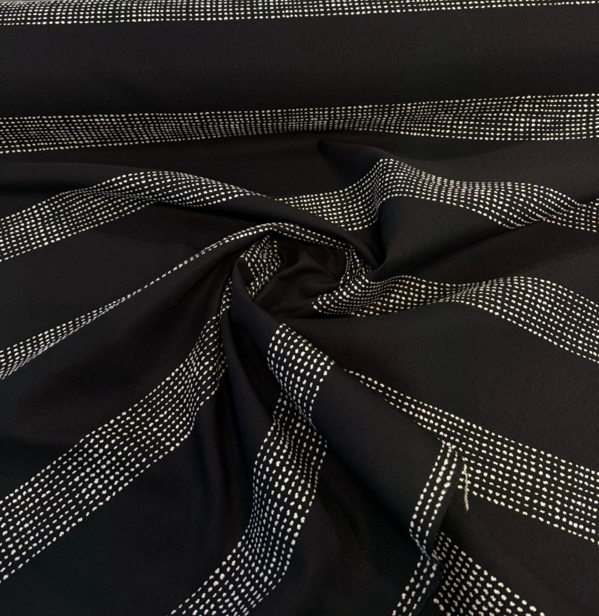 Sunbrella Caper Onyx Solution-Dyed Acrylic Fabric - Black Stripe, 54" Width, 7.35" Vertical Repeat (By The Yard)
