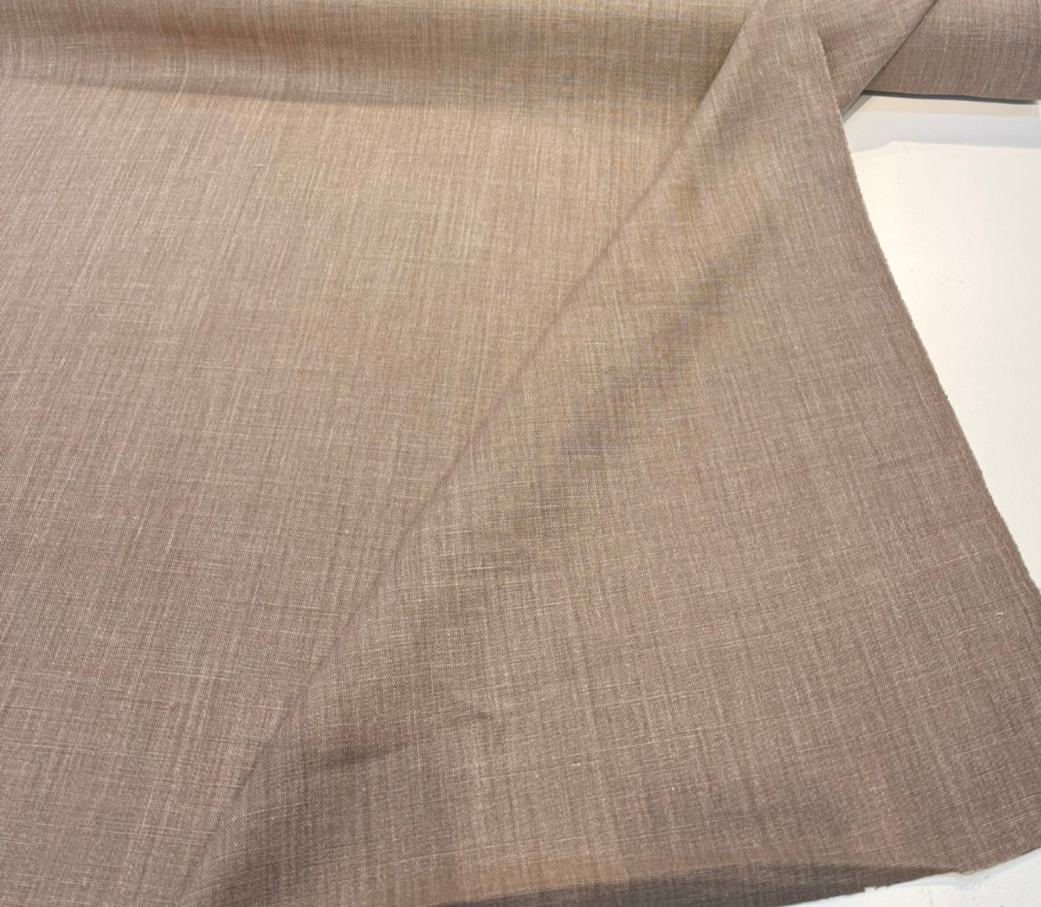 Nelen & Delbeke Belgian Linen Lino Clay Fabric - Clay Brown Woven Texture, 59" Width (1 Yard)