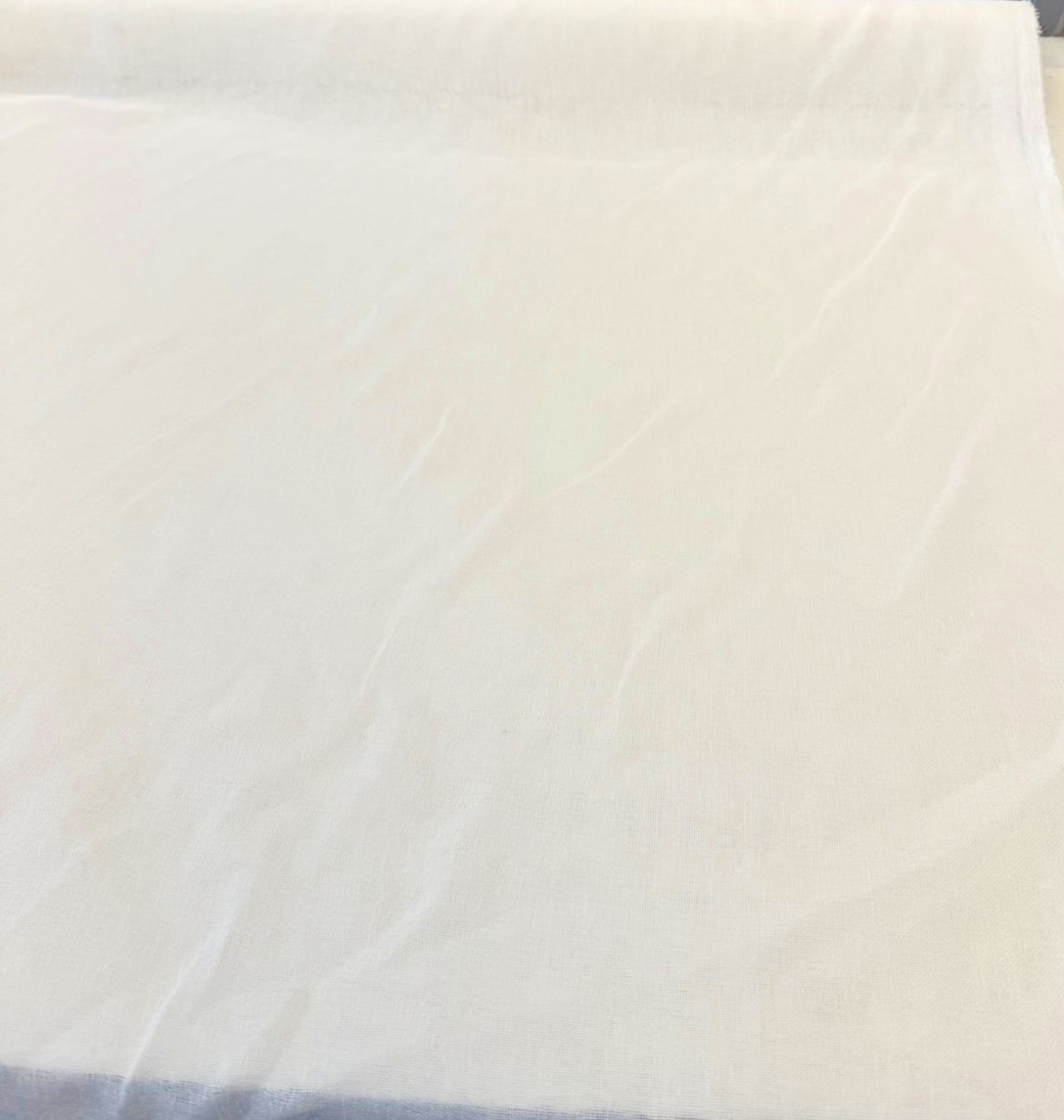 Linen Sheer Plain Off White Polyester Fabric - Linen Sheer Plain, 118" Width (By The Yard)