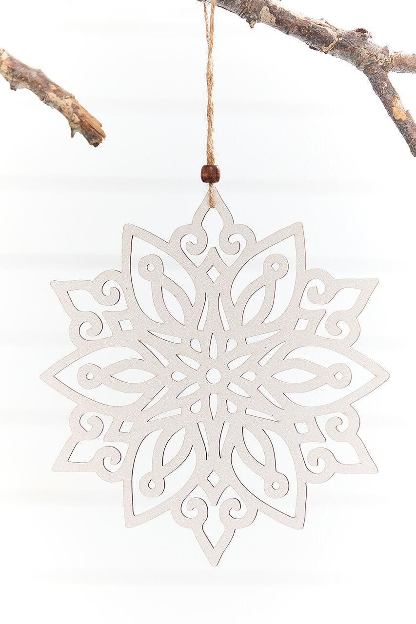 9" Wooden Cutout Snowflake Ornament