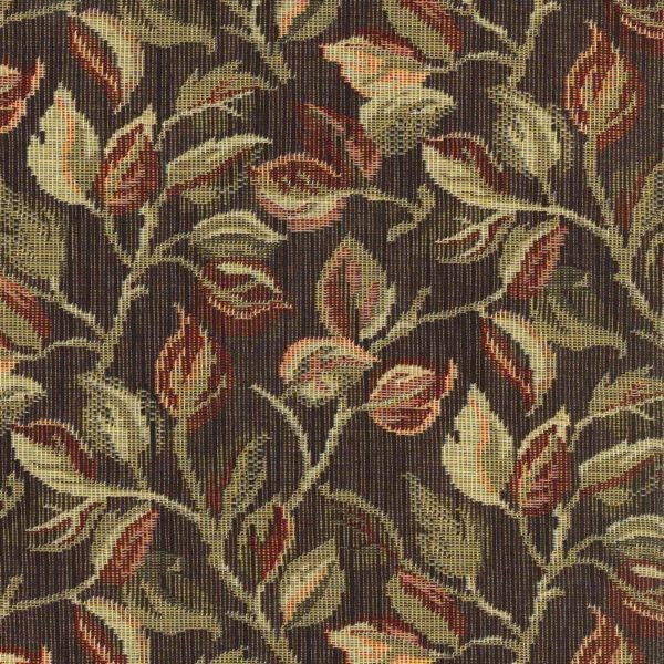 Gabrielle Teak Noir Leaves Branches Tapestry Regal Upholstery Fabric - Teak Noir Leaves And Branches, 7" Vertical Repeat, 9.75" Horizontal Repeat (1 Yard)