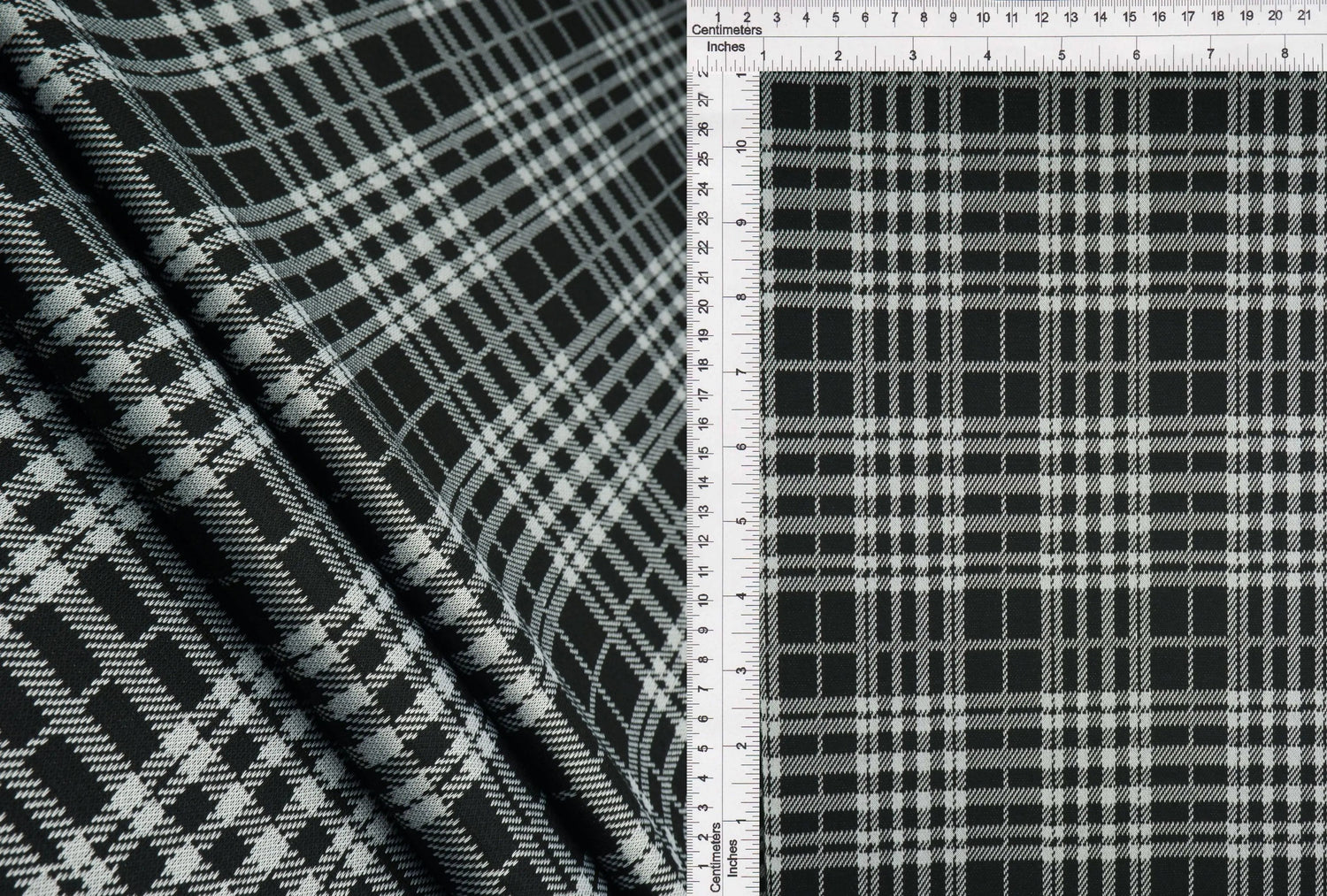 59/60" Double Knit Plaid Jacquard Fabric 96% Polyester 4% Spandex 250 GSM