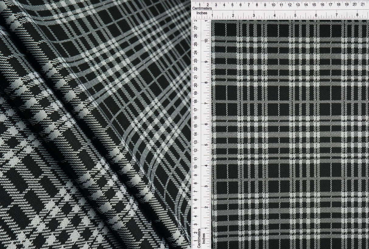 Plaid Jacquard Double Knit Stretch Fabric