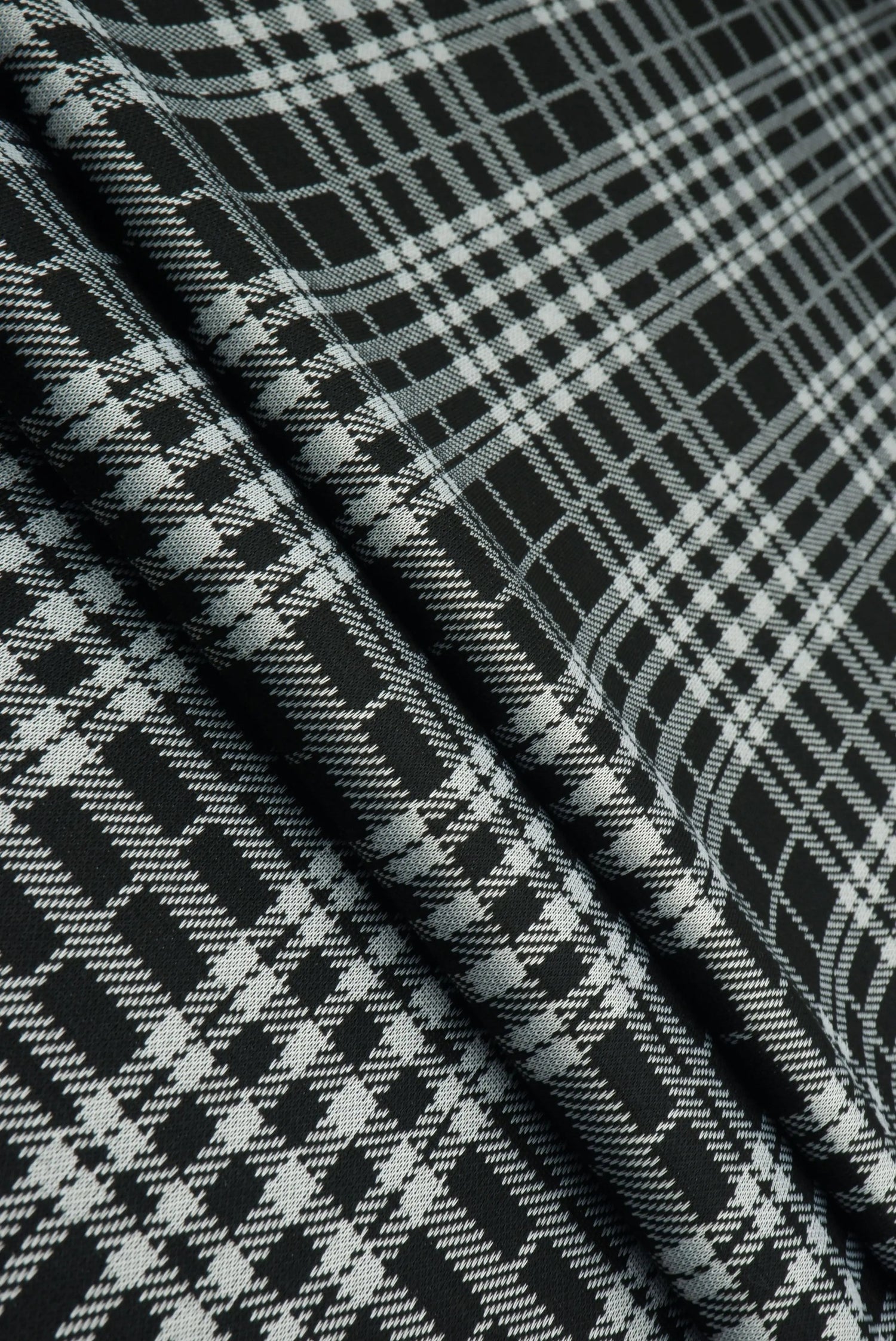 1 Yard Textured Plaid Jacquard Knit Fabric Double Knit Stretch 59/60” Wide