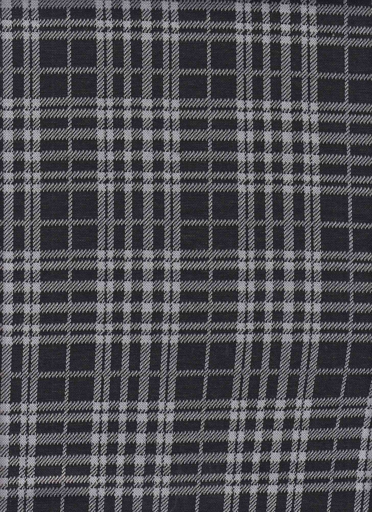 1 Yard Textured Plaid Jacquard Knit Fabric Double Knit Stretch 59/60” Wide