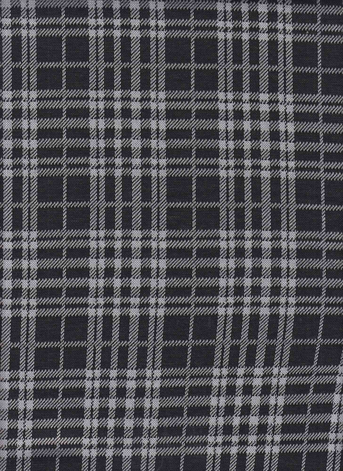 1 Yard Textured Plaid Jacquard Knit Fabric Double Knit Stretch 59/60” Wide