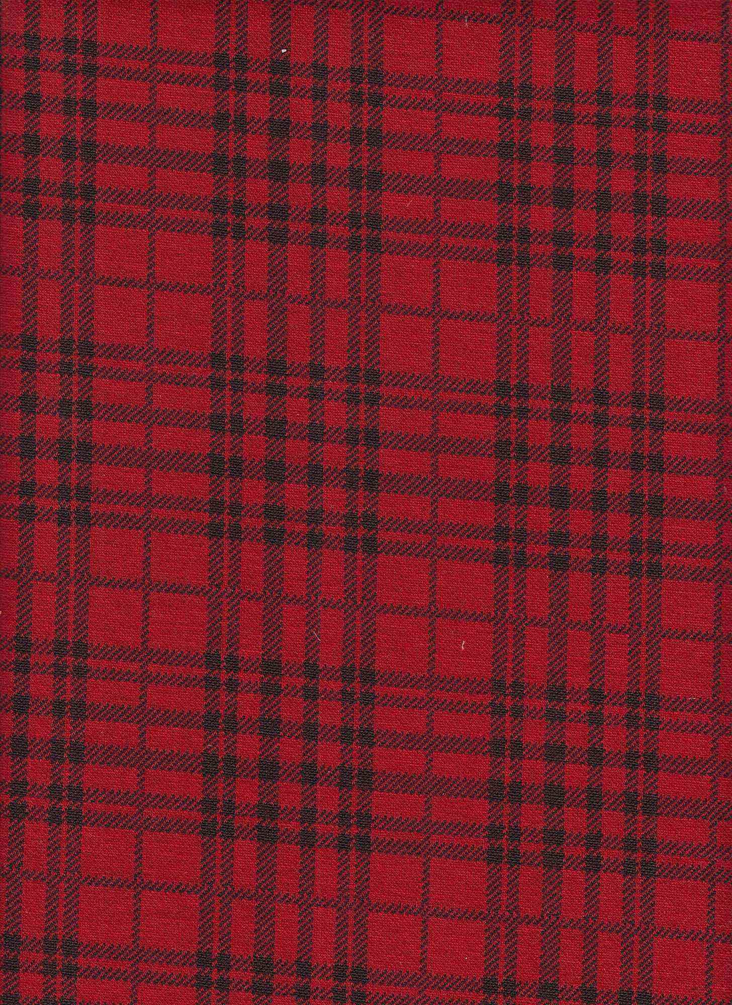 1 Yard Textured Plaid Jacquard Knit Fabric Double Knit Stretch 59/60” Wide
