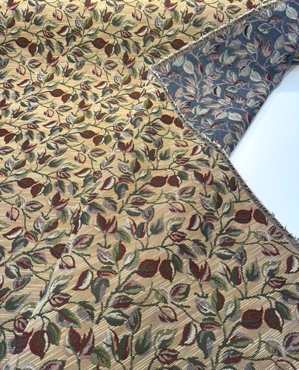 Gabrielle Olive Leaves Branches Tapestry Polyester Cotton Fabric - Olive Leaves Branches, Woven Tapestry, 7" Vertical Repeat, 9.75" Horizontal Repeat (By The Yard)