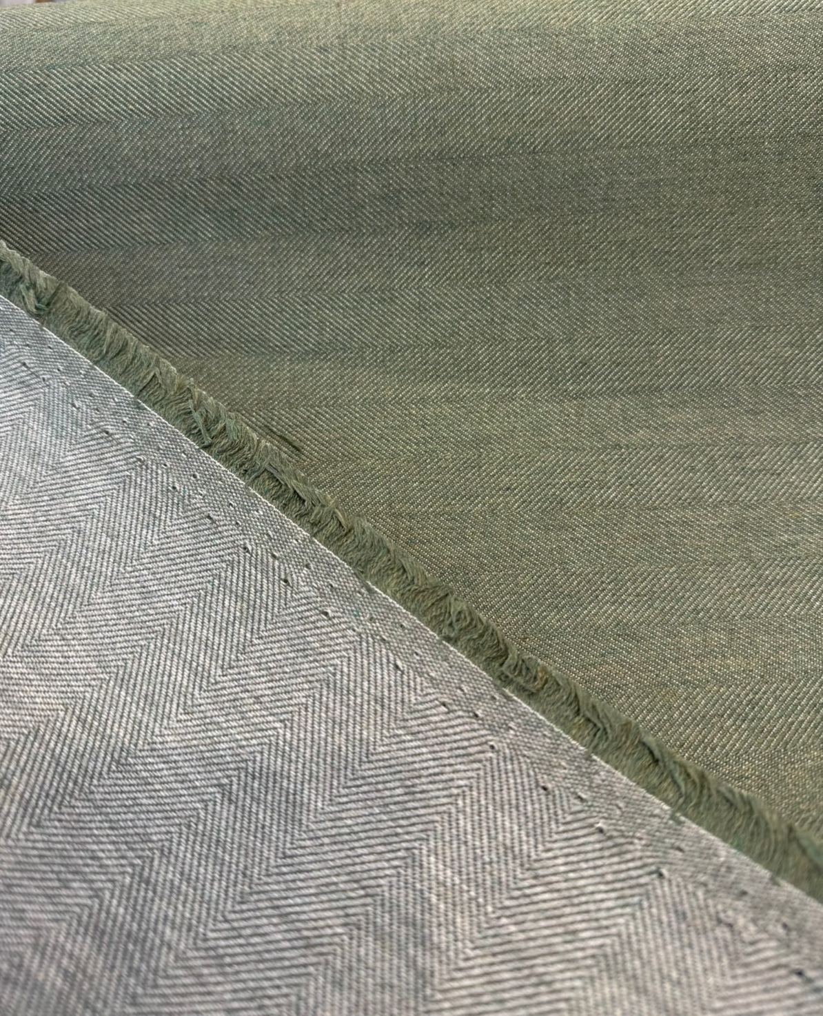 Sunbrella Switch Acrylic Fabric - Olive Green Herringbone, 54" Width (1 Yard)