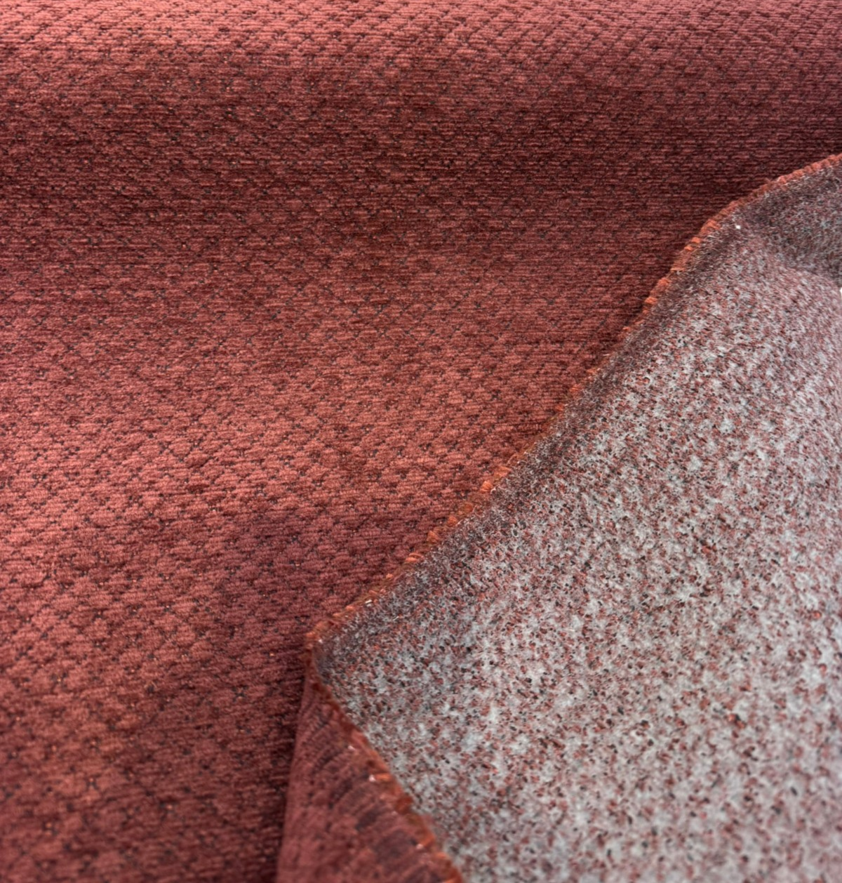 Regent Ruby Chenille Fabric - Dark Red Small Diamond Texture, 56" Width (1 Yard)