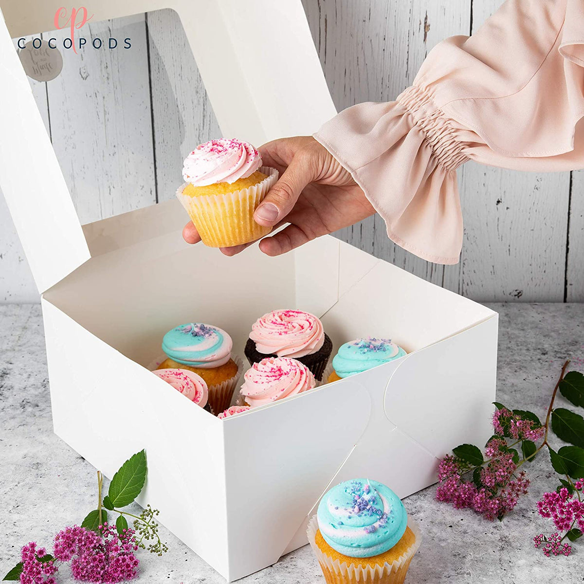 10 x 10 x 5" White Bakery Boxes with Window Pastry Boxes for Cakes, Cookies and Desserts