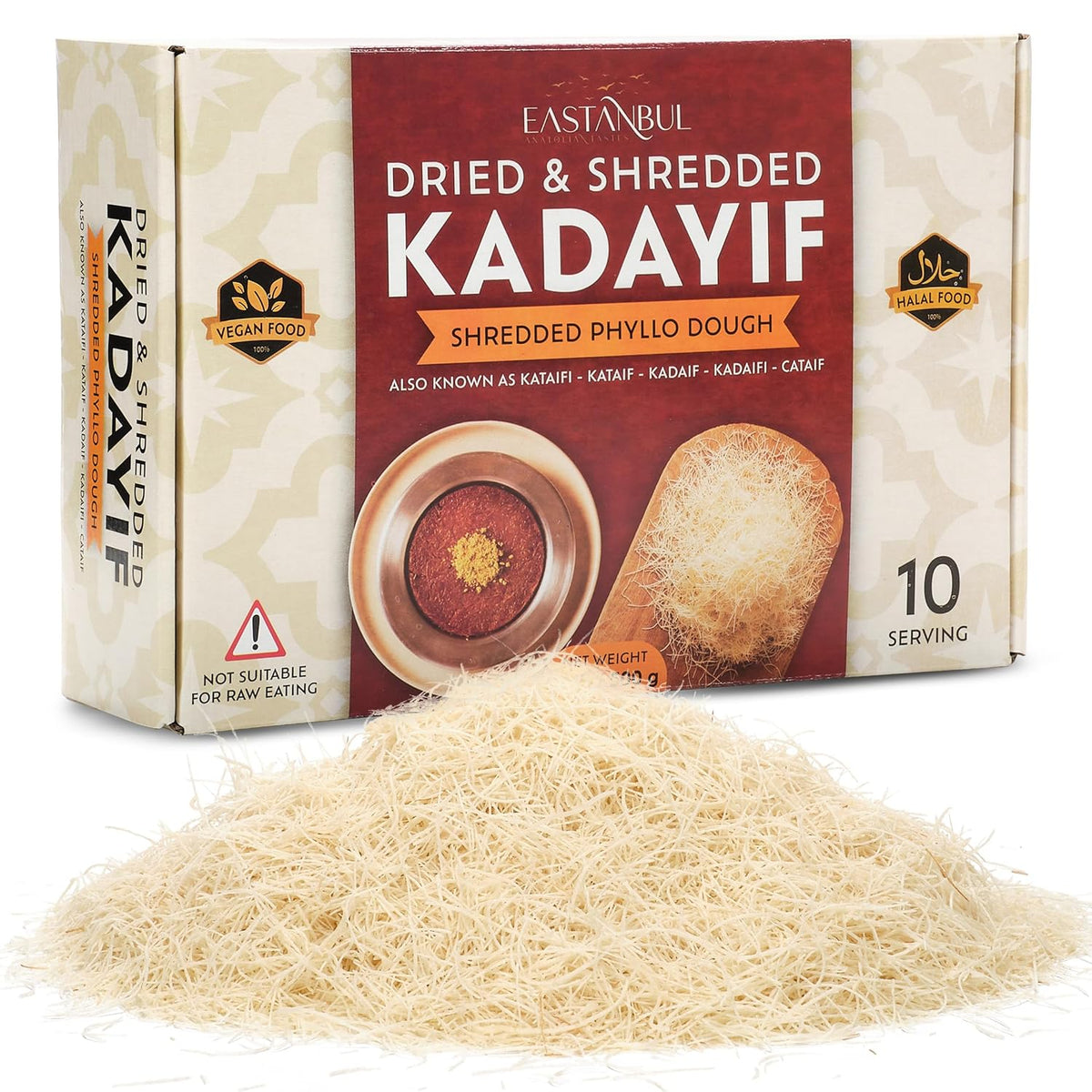 Eastanbul Dried & Chopped Kataifi Shredded Fillo Dough, Kurutulmus Kadayif Pastry Dough, Ingredient for The Viral Dubai Pistachio Chocolate Bar