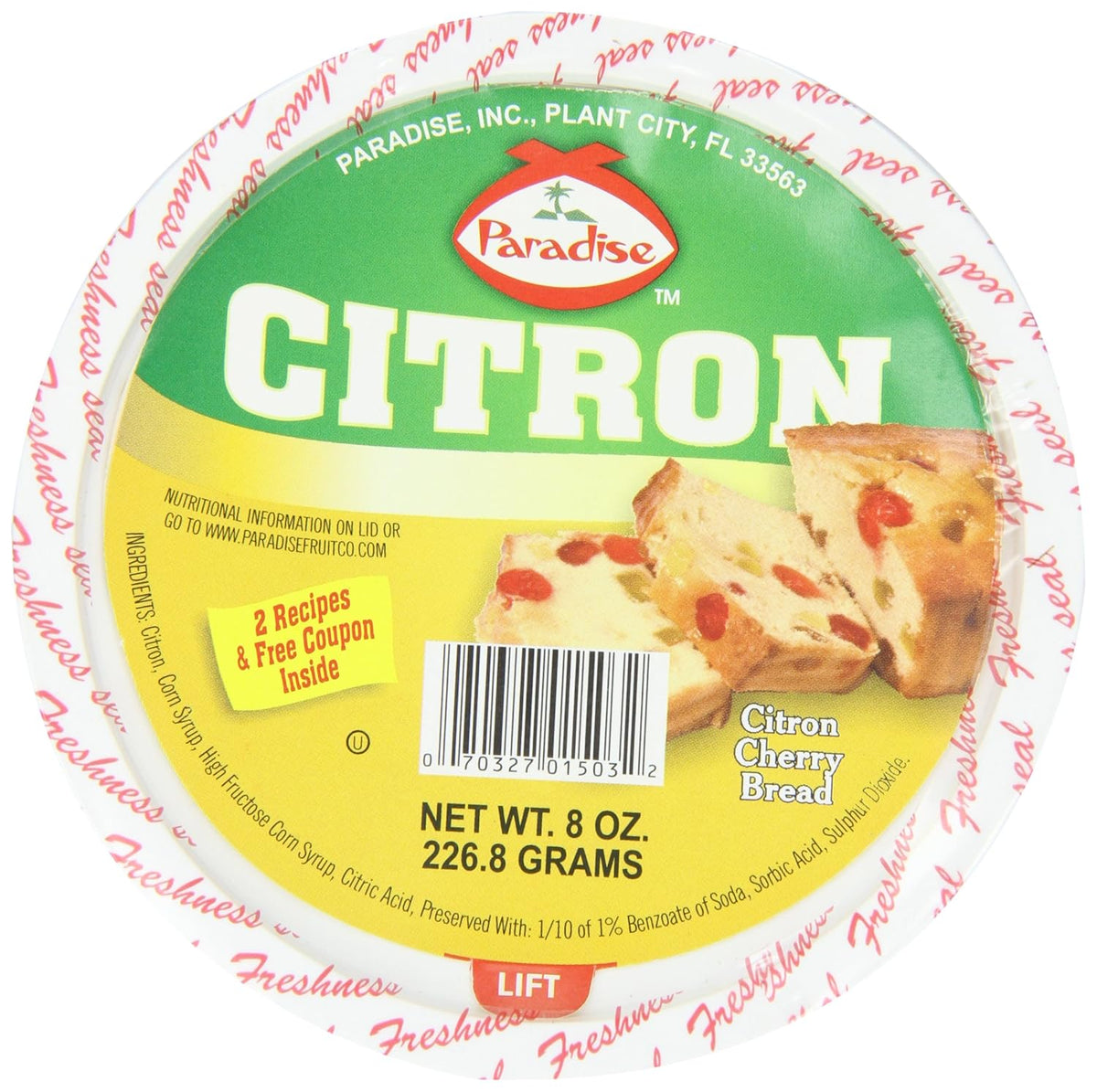 Paradise Diced Candied Citron candied fruit fruitcakes 8oz