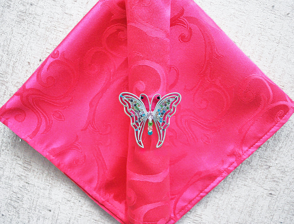 Cloth Dinner Napkins Versailles Chopin Damask Jacquard Polyester 20x20 Fuchsia