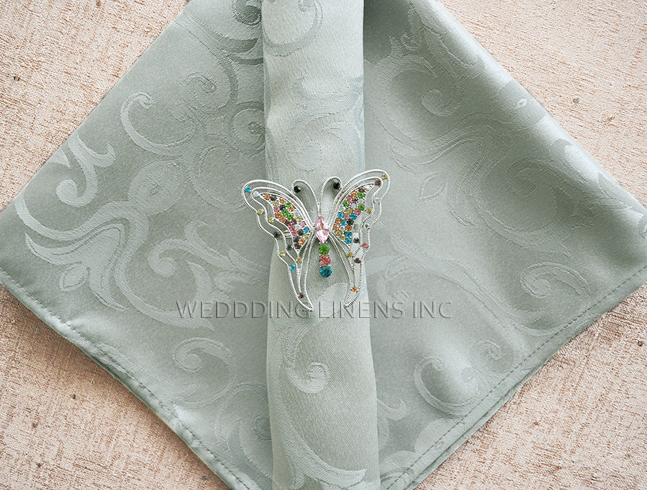 Cloth Dinner Napkin Versailles Chopin Damask Jacquard Polyester 20x20 Silver