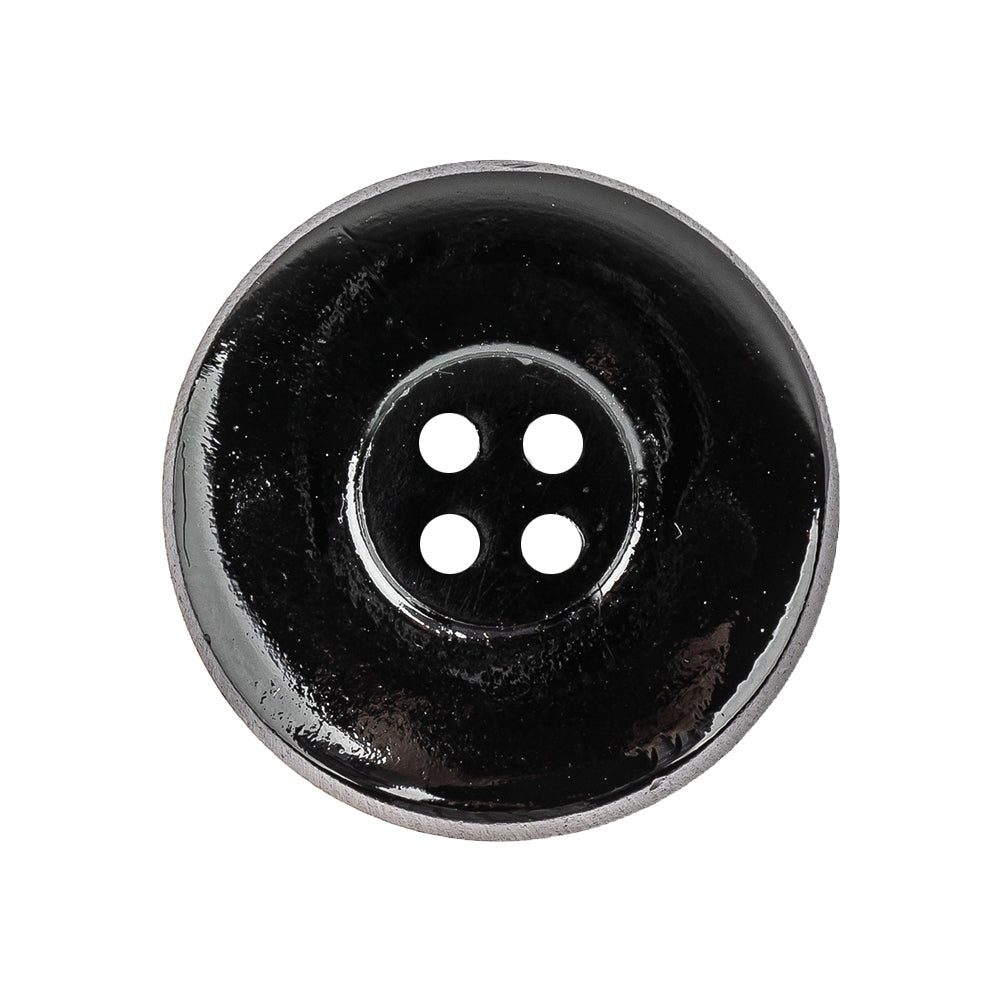 Black and Gold Edged 4-Hole Glass Button - 42L/27mm