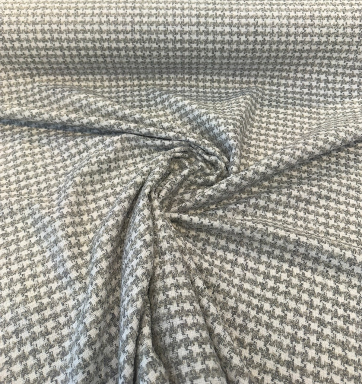 Lia Houndstooth Sterling Polyester Upholstery Fabric - Gray/White Houndstooth, 54" Width (1 Yard)