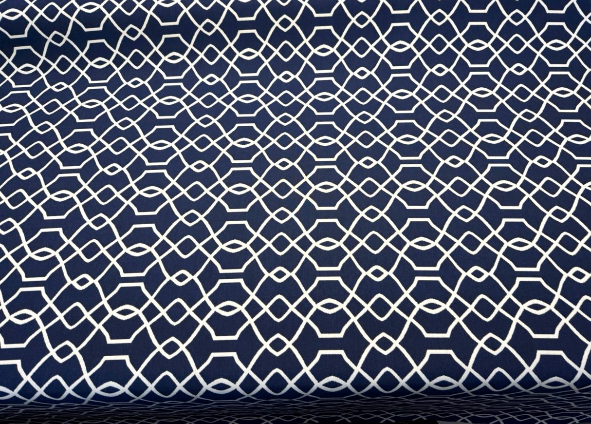 Sunbrella Folio Blue Navy 45741-0011 Sunbrella Acrylic Fabric - Blue Navy Geometric Reversible, 54" Width (1 Yard)