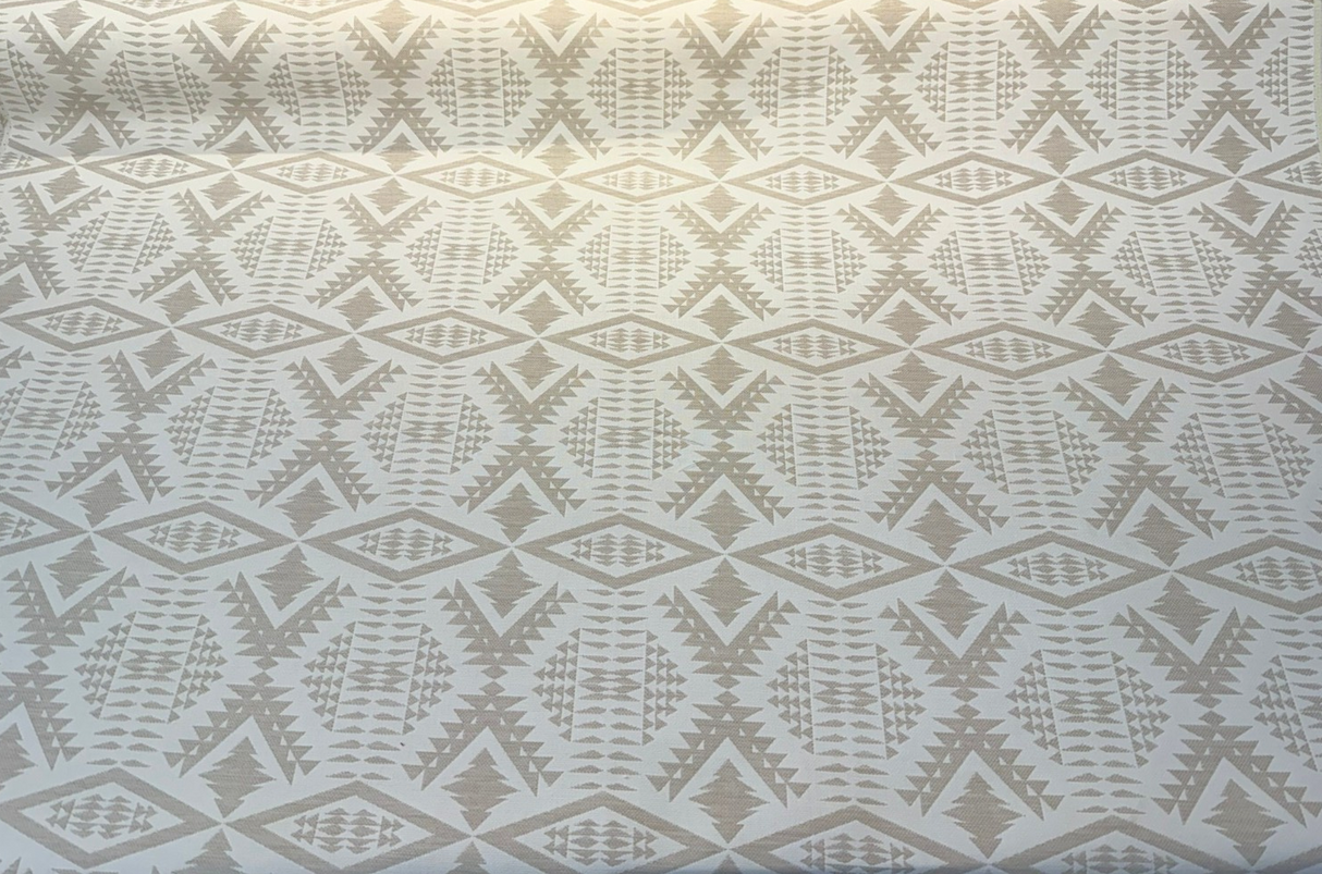 Sunbrella Diamond River Tonal Snow Pendleton Acrylic Fabric - Beige And White Geometric Lodge Pattern, 54" Width (1 Yard)