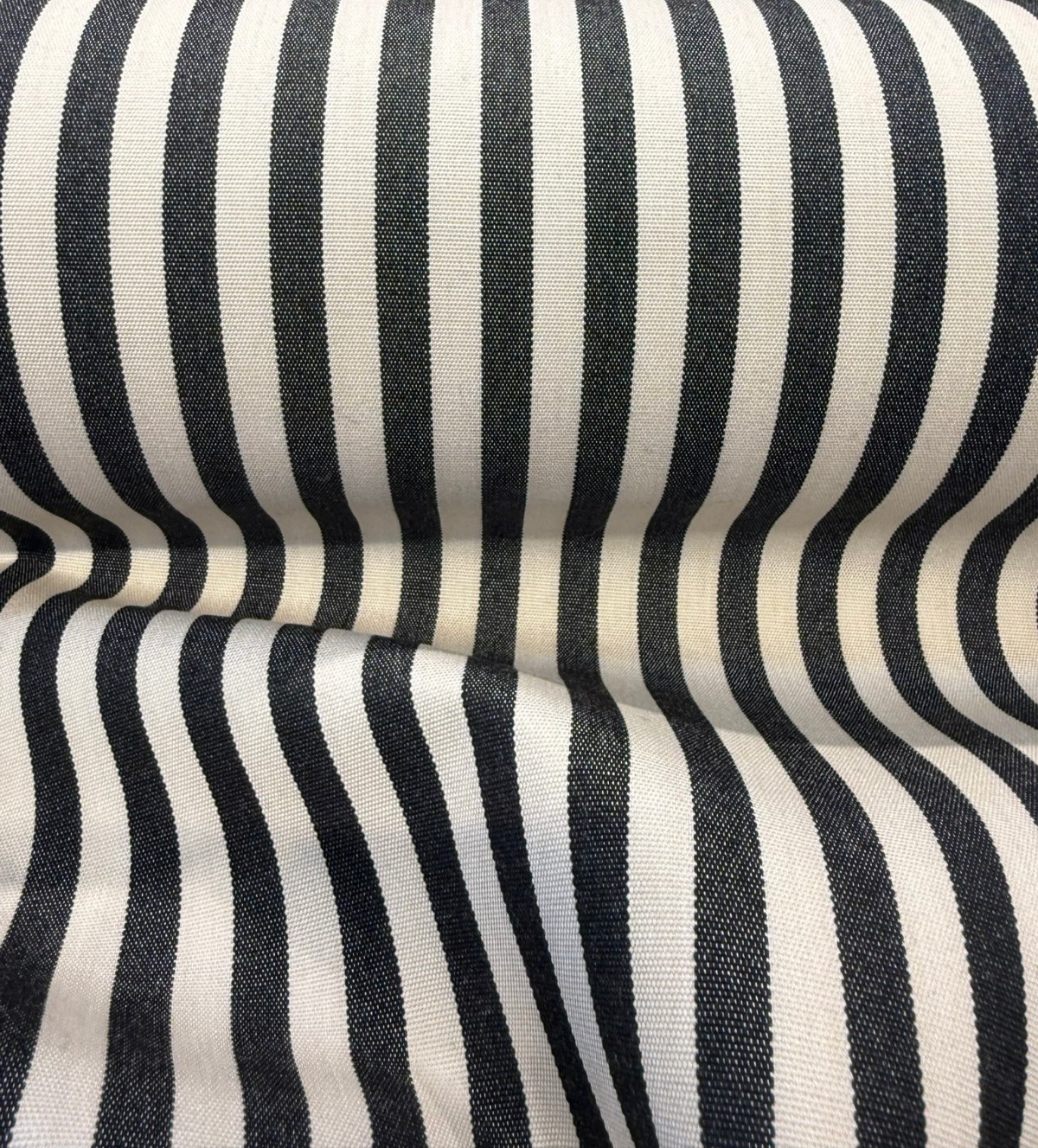 Sunbrella Robins Stripe Black Acrylic Fabric - Black And Cream Stripe, 54" Width (1 Yard)