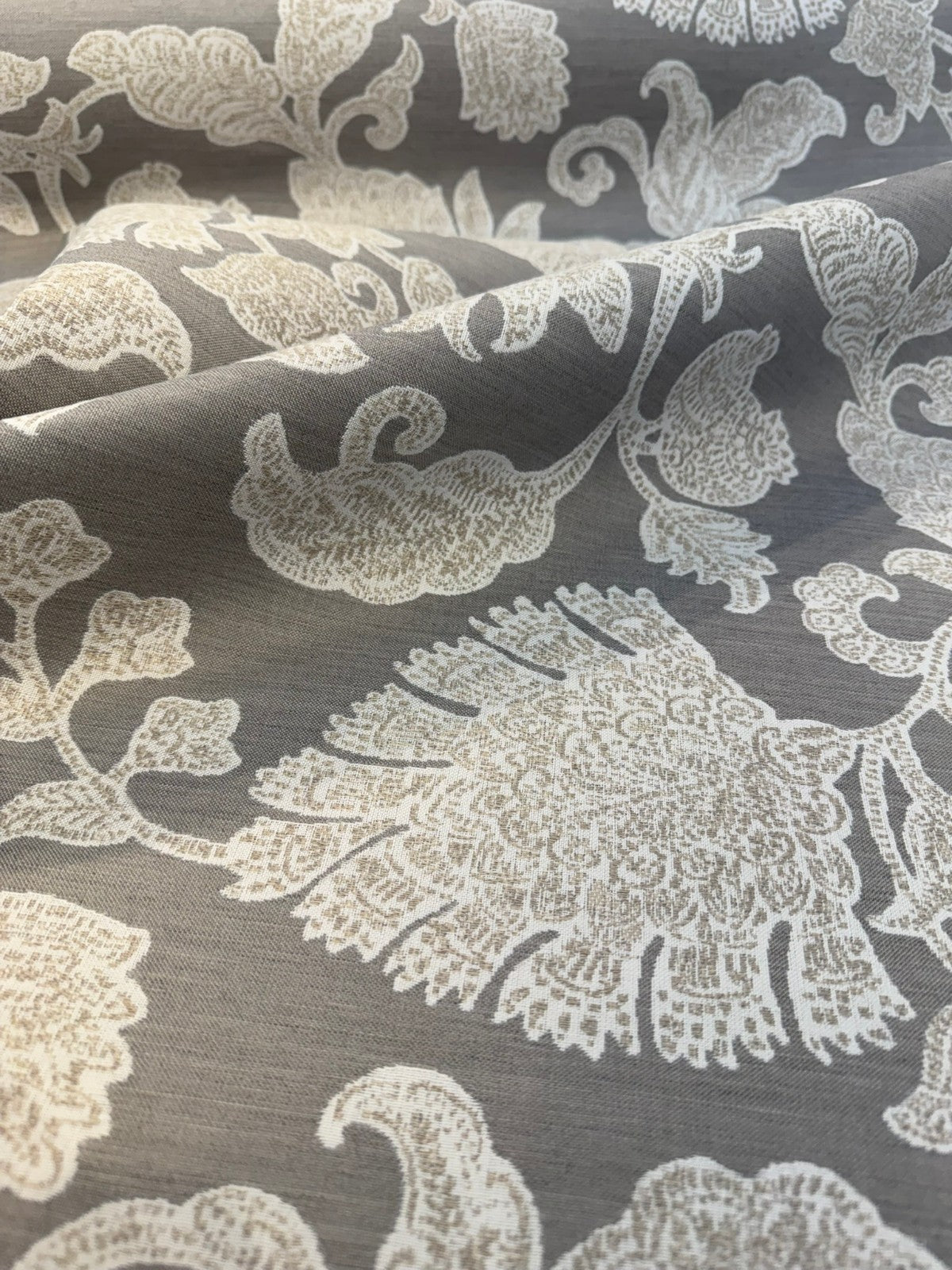 Sunbrella Floral Song Dove Acrylic Fabric - Dove Gray Large Scale Floral, 54" Width (1 Yard)