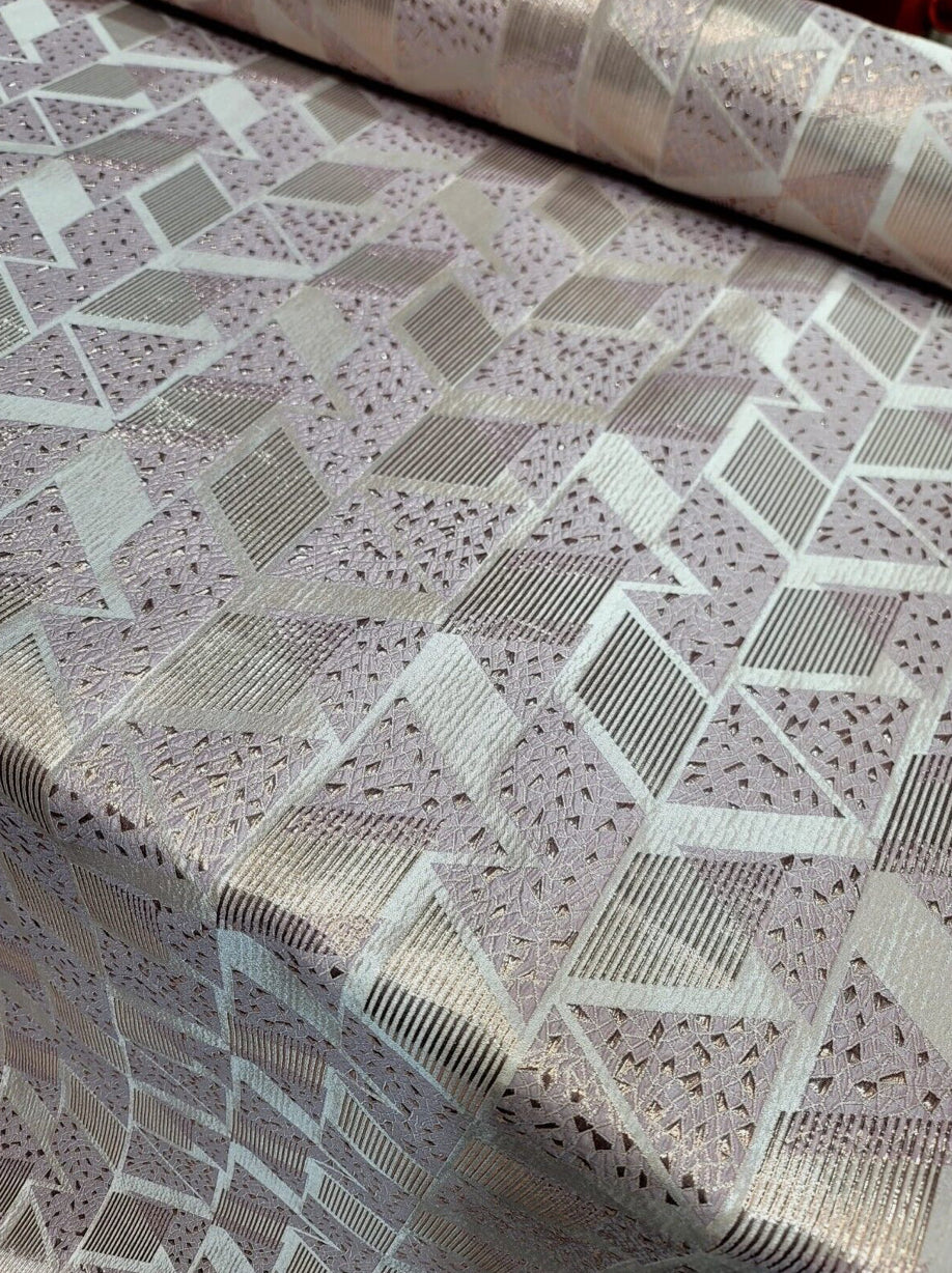Pink Rose Gold Brocade Fabric