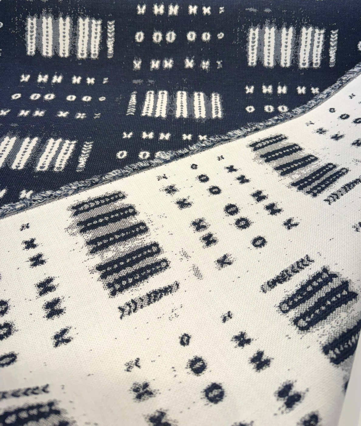 Sunbrella Keval Tribal Indigo Blue 145655-0001 Solution-Dyed Acrylic Fabric - Indigo Blue Tribal Geometric Pattern, 55" Width (1 Yard)