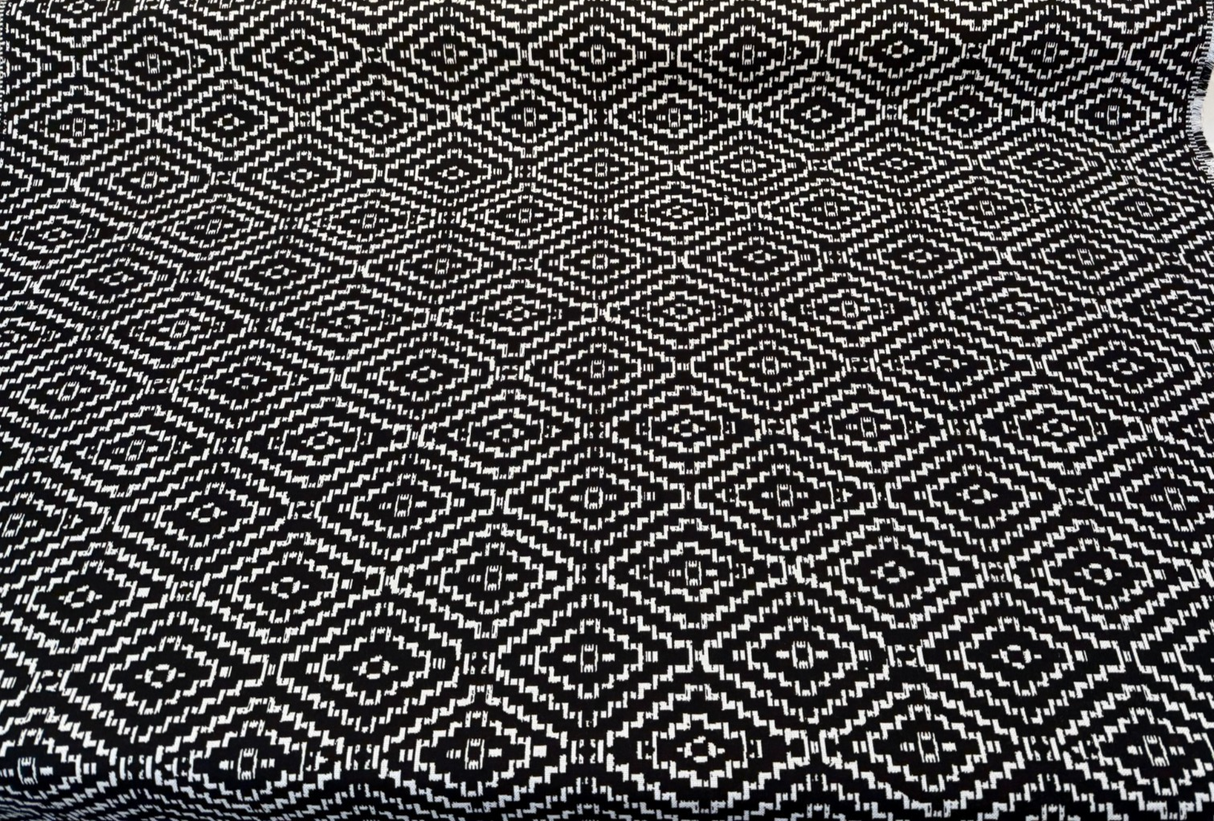 Sunbrella Capra Classic Acrylic Fabric - Black Geometric Diamond Pattern, 54" Width (1 Yard)