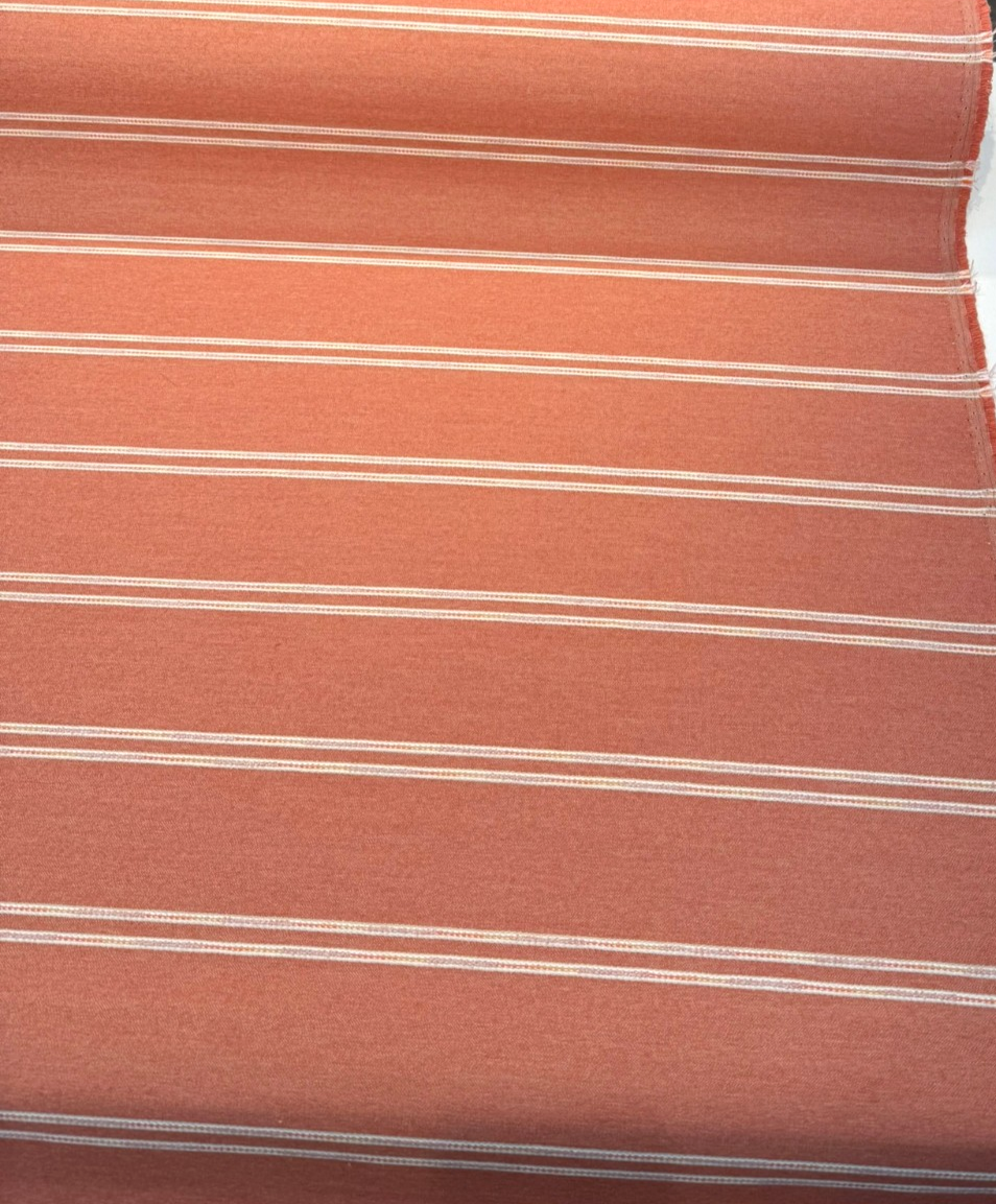 Wayward Papaya Sunbrella Acrylic Fabric - Papaya Pink/Soft Cream Stripe, 54" Width (1 Yard)
