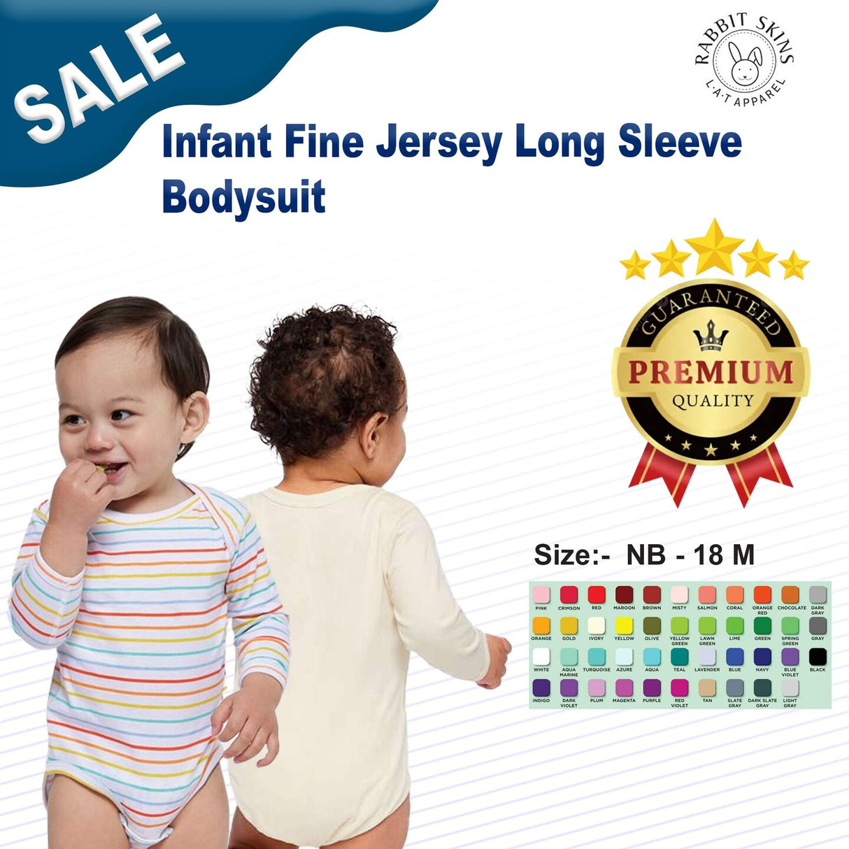 RADYAN® Infant Fine Jersey Long Sleeve Bodysuit