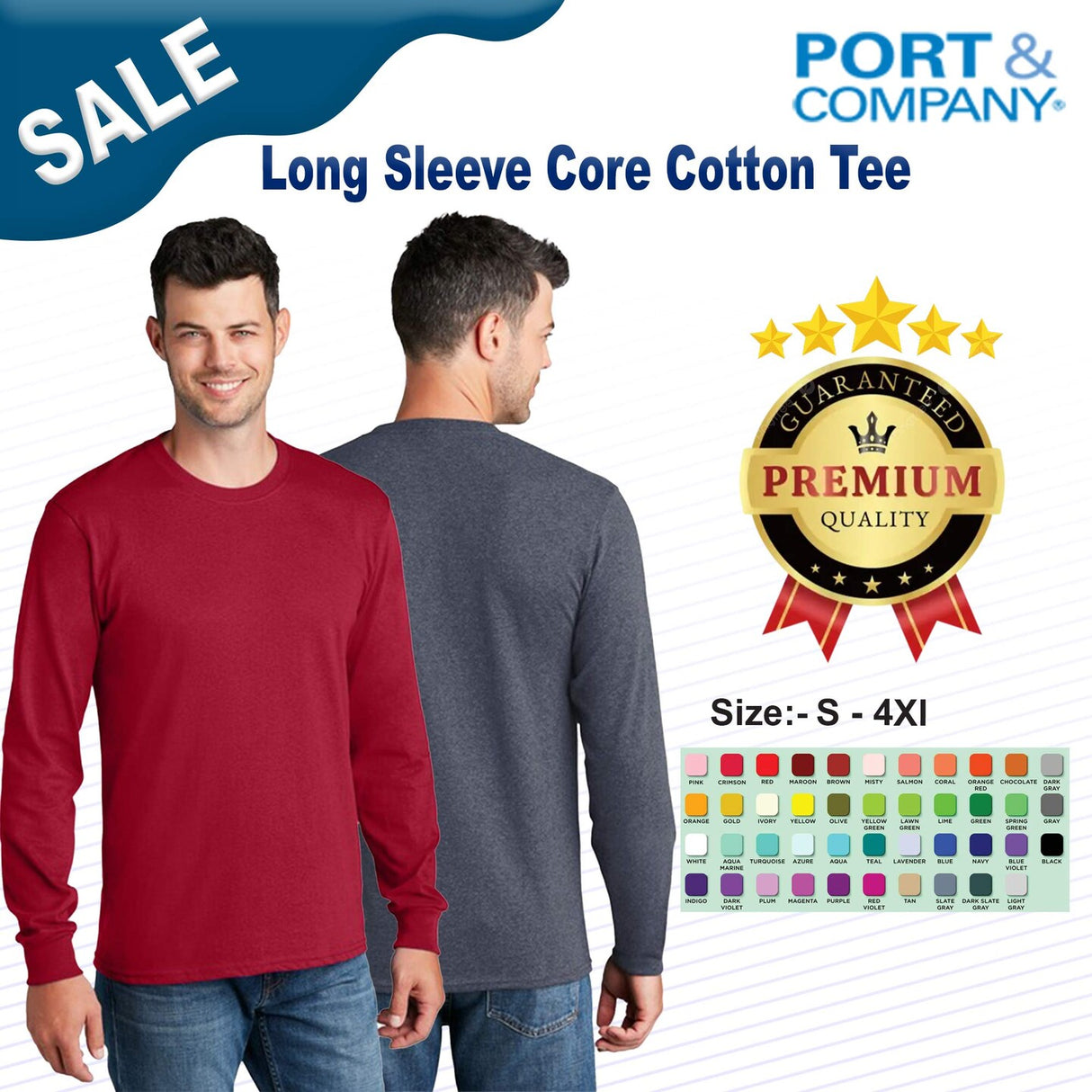 Port & Company® Crewneck Long Sleeve Core Cotton Tee