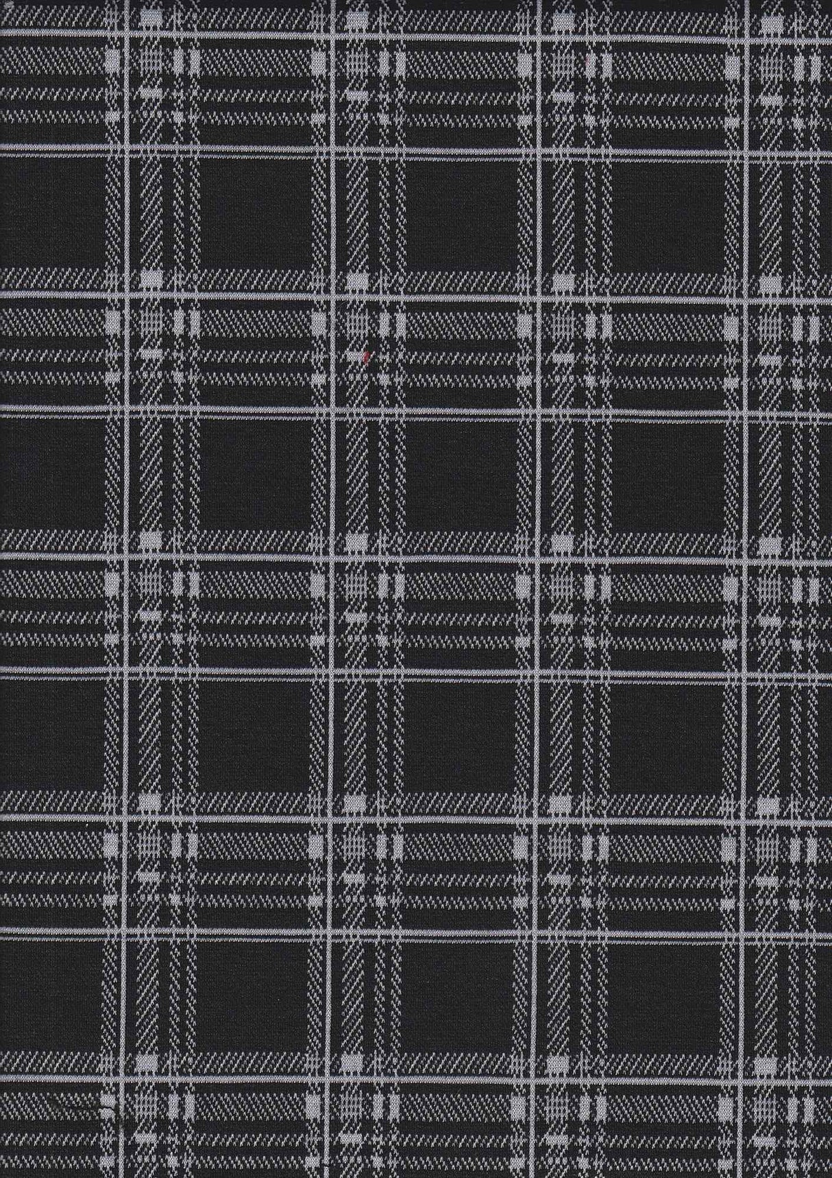 1 Yard Black & White Double Knit Jacquard Fabric 240 GSM, 58/60'' Wide Polyester Spandex Blend