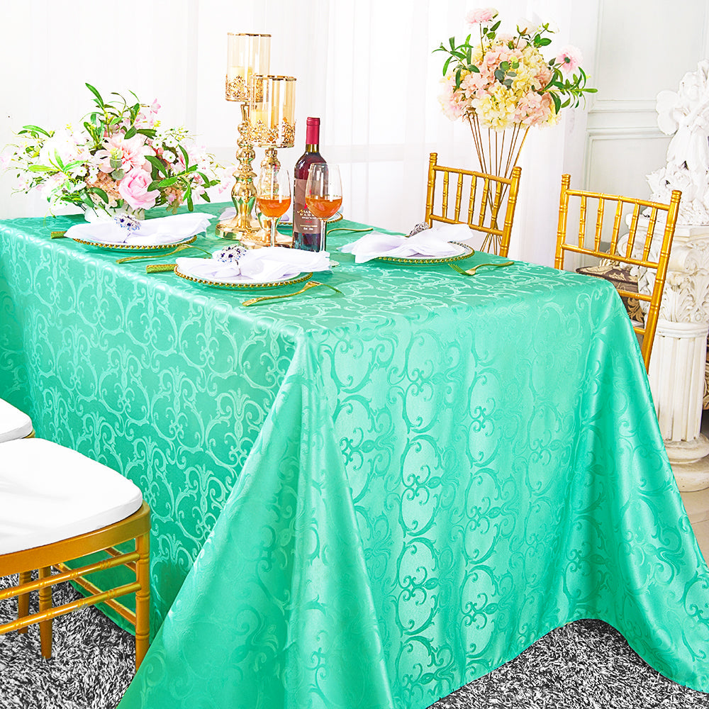 Rectangular Polyester Tablecloth 72x120 Versailles Chopin Damask Tiff Blue/Aqua Blue