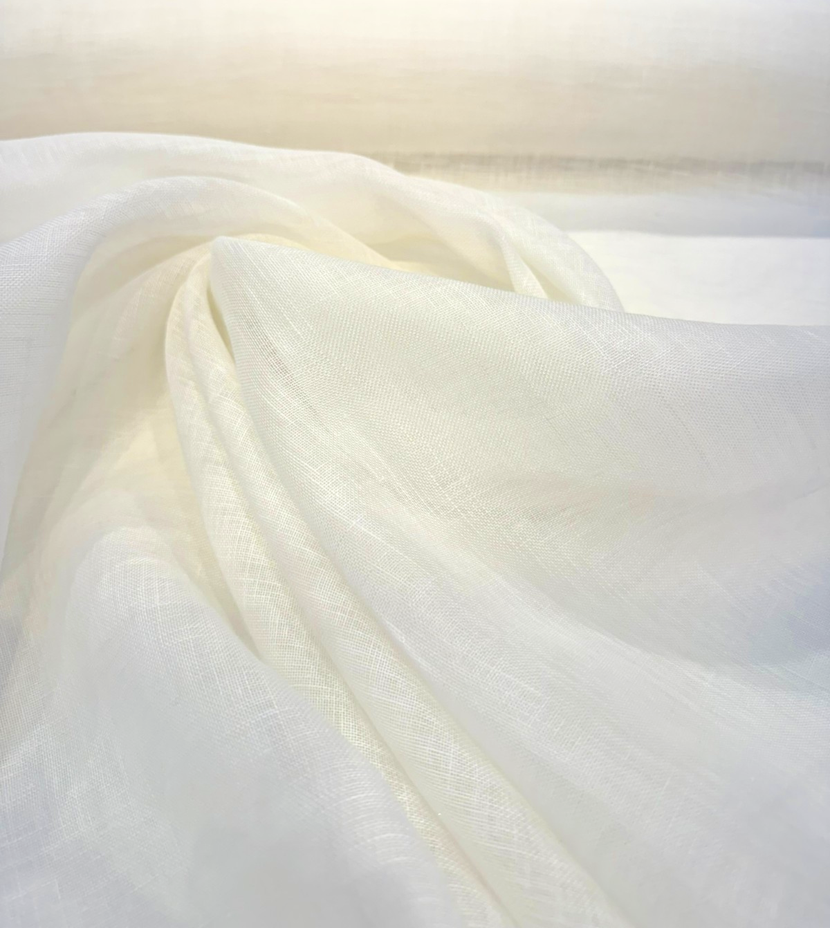 Belgian Linen Sheer Fabric - Snow White, 59" Width (1 Yard)