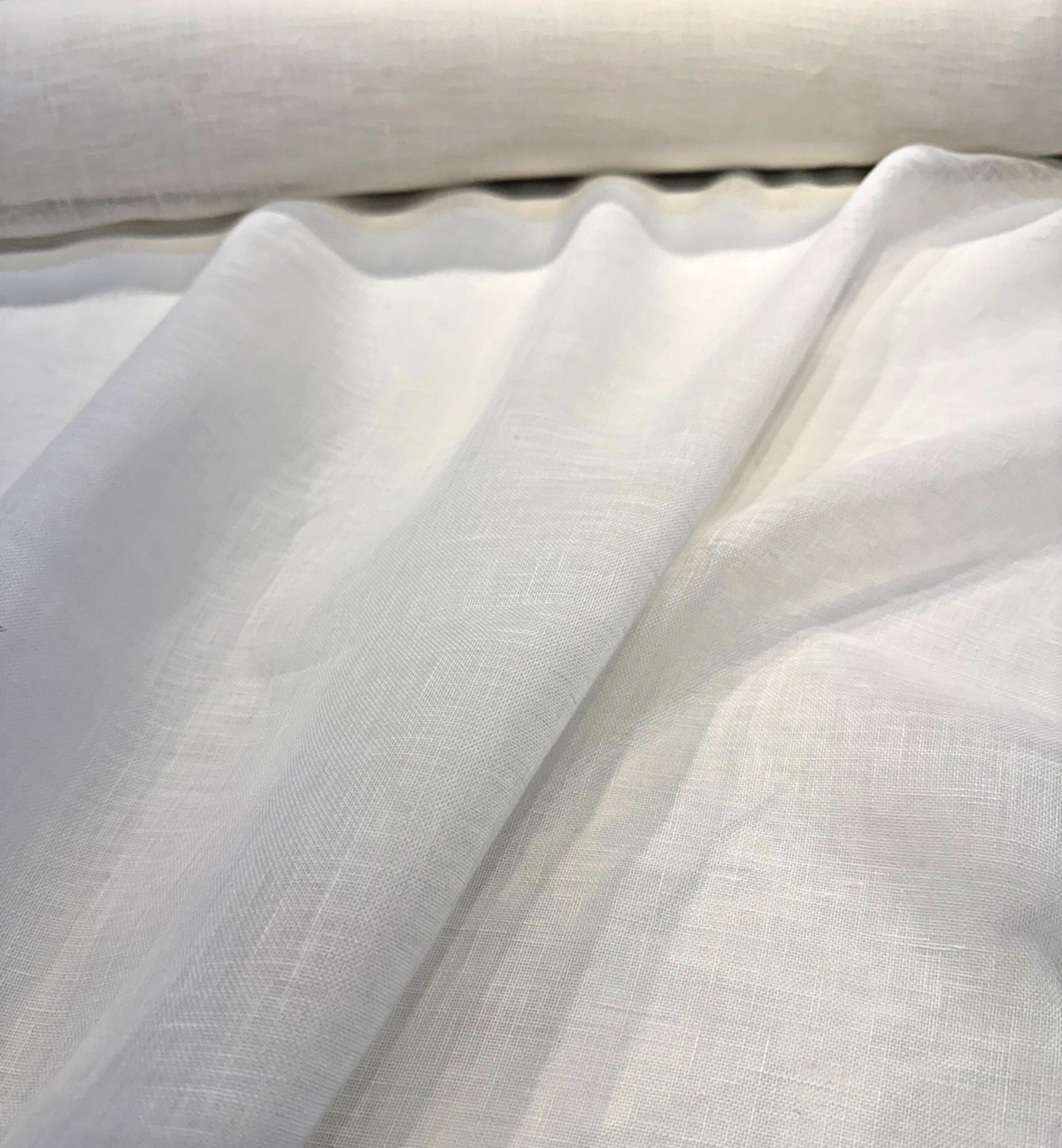 Belgian Linen Sheer Fabric - Snow White, 59" Width (1 Yard)