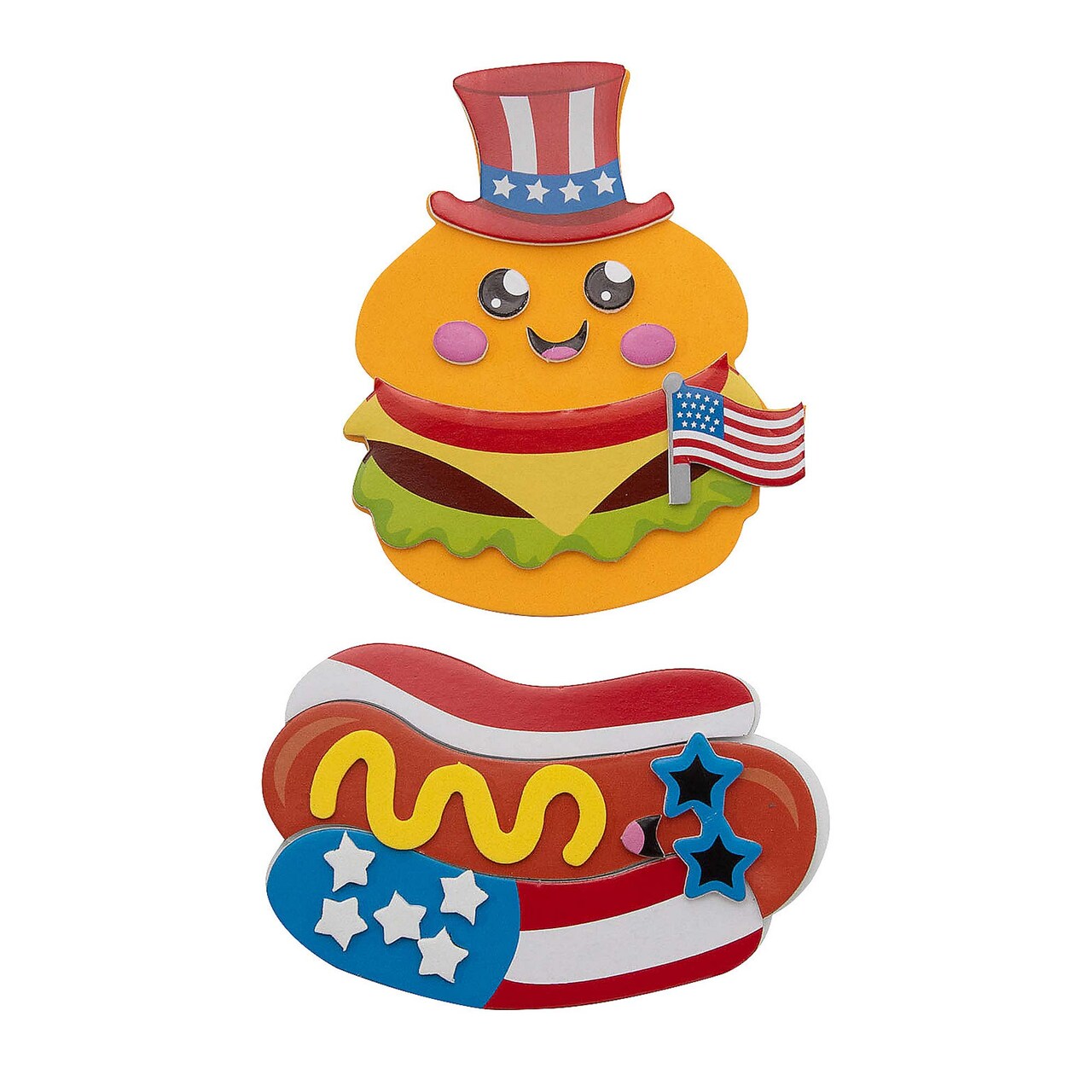 4" Patriotic Hamburger & Hot Dog Magnet Craft Kit Makes 12