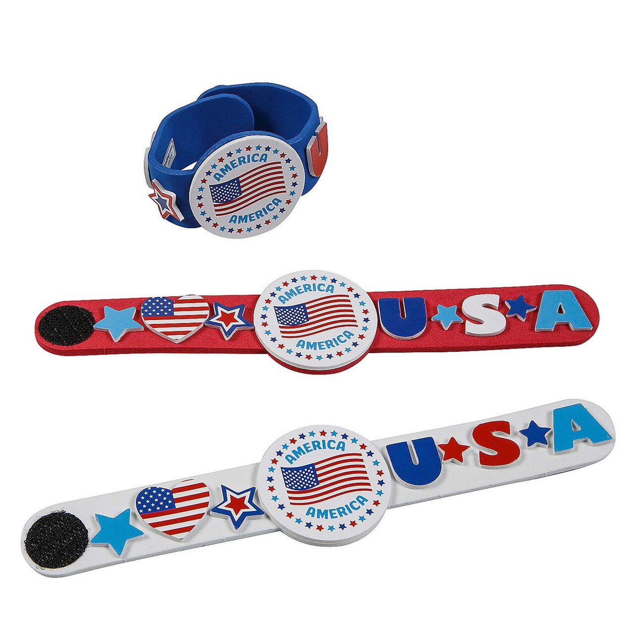 8" x 1 3/4" Patriotic Red, White & Blue Bracelet Foam Craft Kit Makes 12