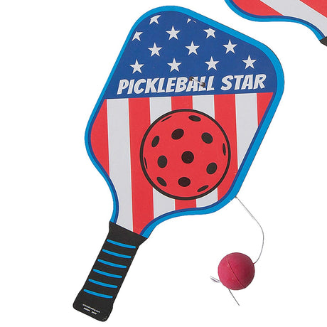 4 3/4" x 9" Patriotic Pickleball Wooden Paddleball Games 12 Pc.