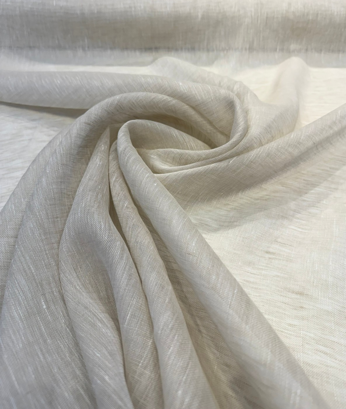 Belgian Linen Sheer Taupe Curtain Drapery Fabric - Taupe Sheer Weave, 57" Width (1 Yard)