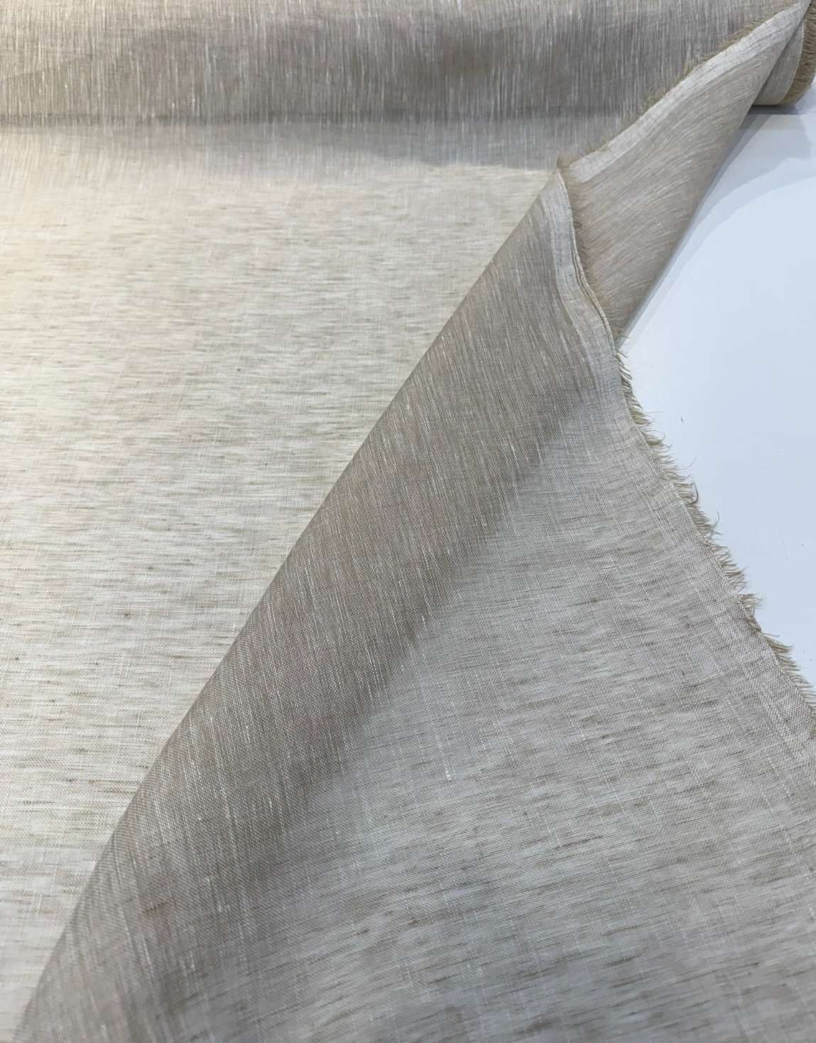 Belgian Linen Sheer Driftwood Beige Curtain Drapery Fabric - Driftwood Beige, Sheer Open Weave, 59" Width (By The Yard)