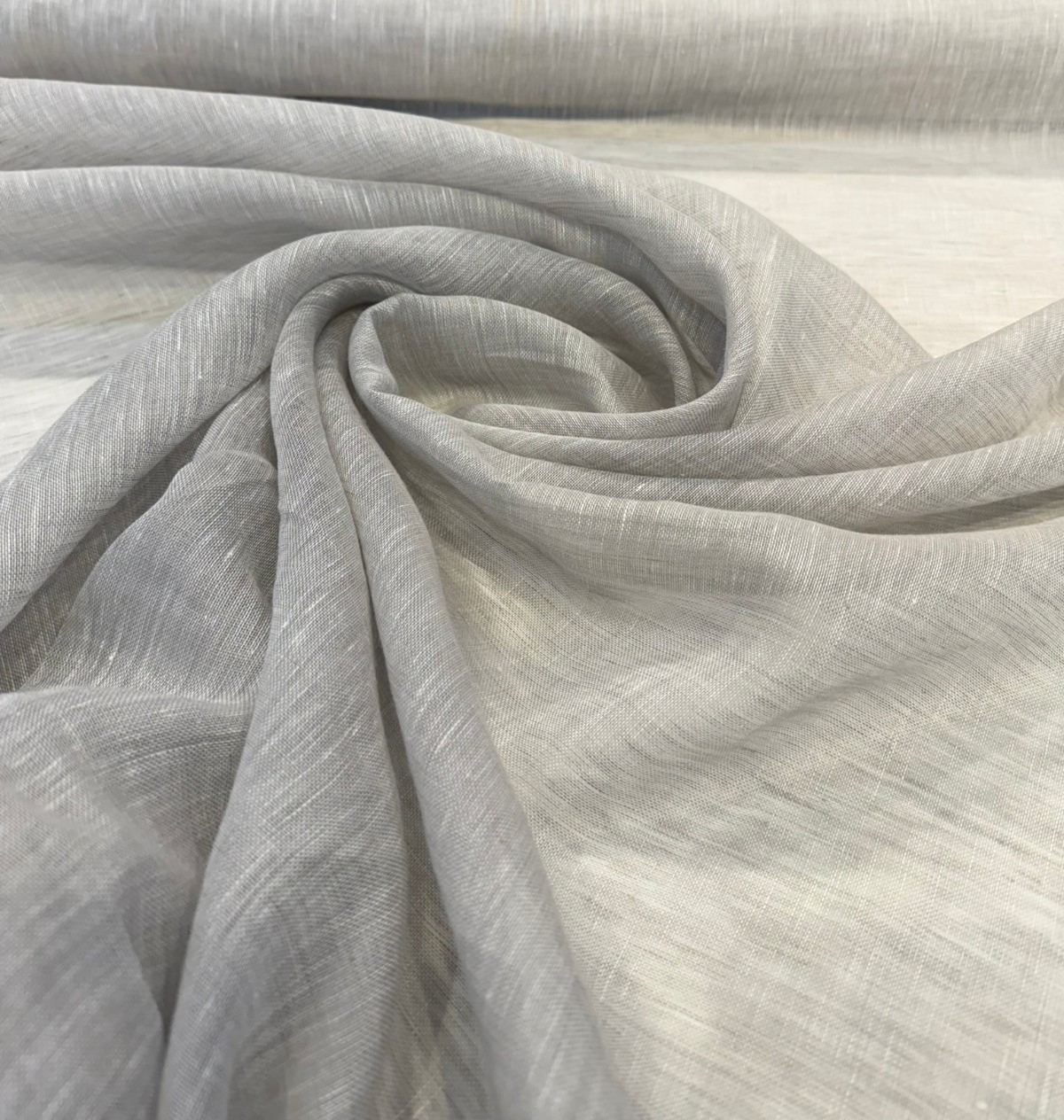 Belgian Linen Sheer Gray Curtain Drapery - 100 Percent Belgian Linen Fabric, Driftwood Beige, 59" Width (By The Yard)
