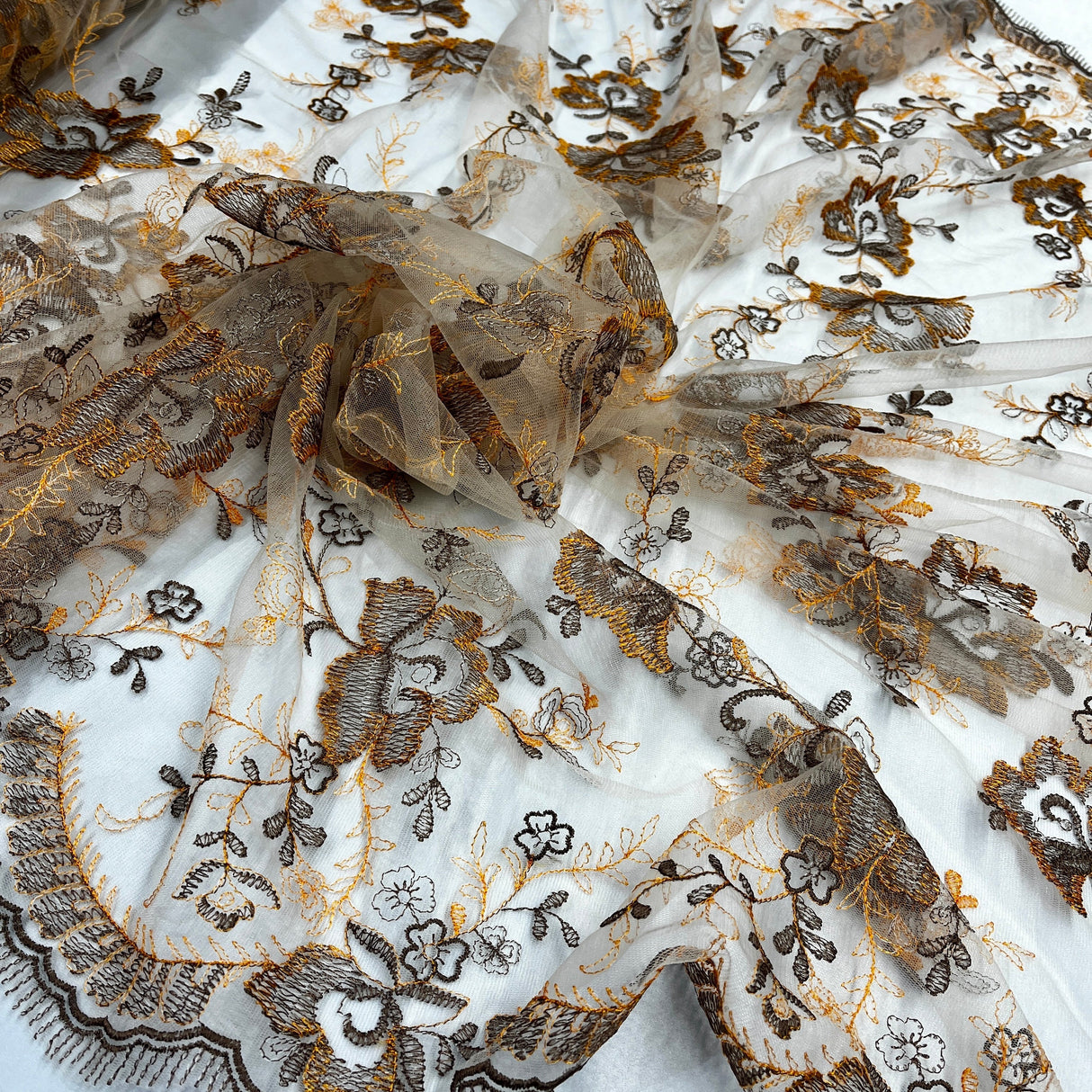 Embroidered Lace Fabric 100% Polyester Net Mesh 51"