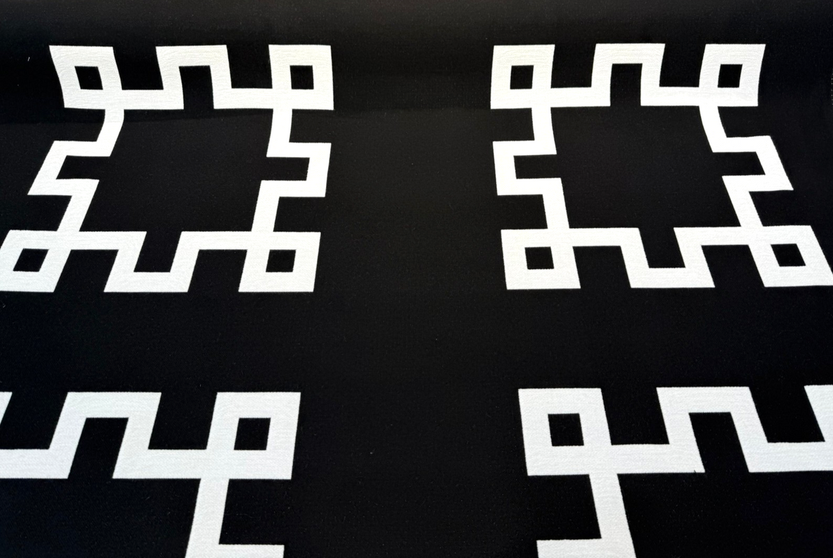 Sunbrella Greco II Classic Acrylic Fabric - Black/Off-White Greek Key Pattern, 55" Width (By The Yard)