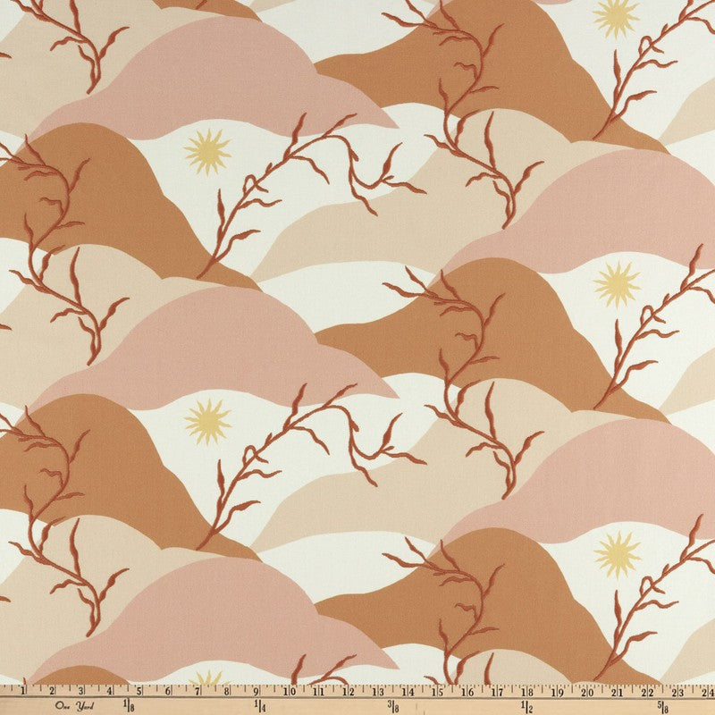 PK Washed Ashore Terracotta Elana Gabrielle Embroidered Cotton Fabric - Terracotta, Blush Pink, Peach, Sunset Orange, Soft Yellow, 54" Width (1 Yard)