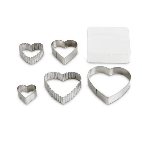 Heart Shaped Metal Cookie Cutters - 5 Piece Set