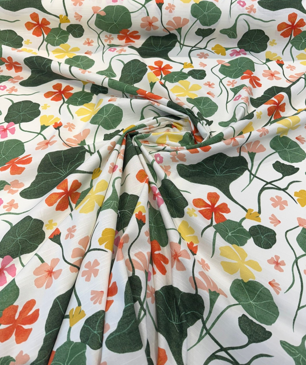 Nasturtiums Nectar Cotton Fabric - Floral, Nectar, 54" Width (1 Yard)