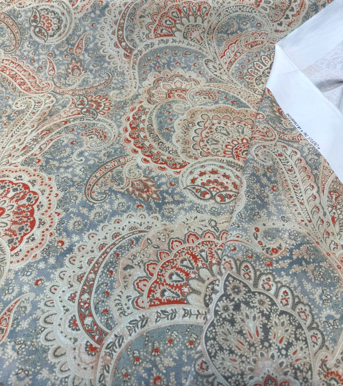 Sultans Paisley Ember 100% Cotton Fabric - Orange Paisley, 54" Width (1 Yard)